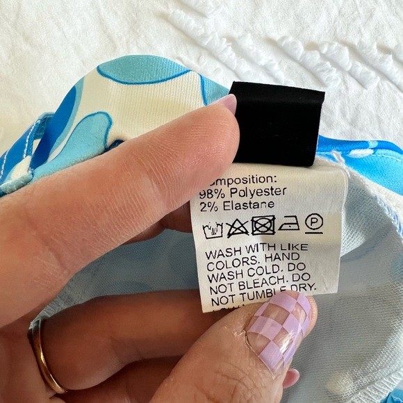 Shein Floral Blue Funky Patterned Pants White - Picture 6 of 6